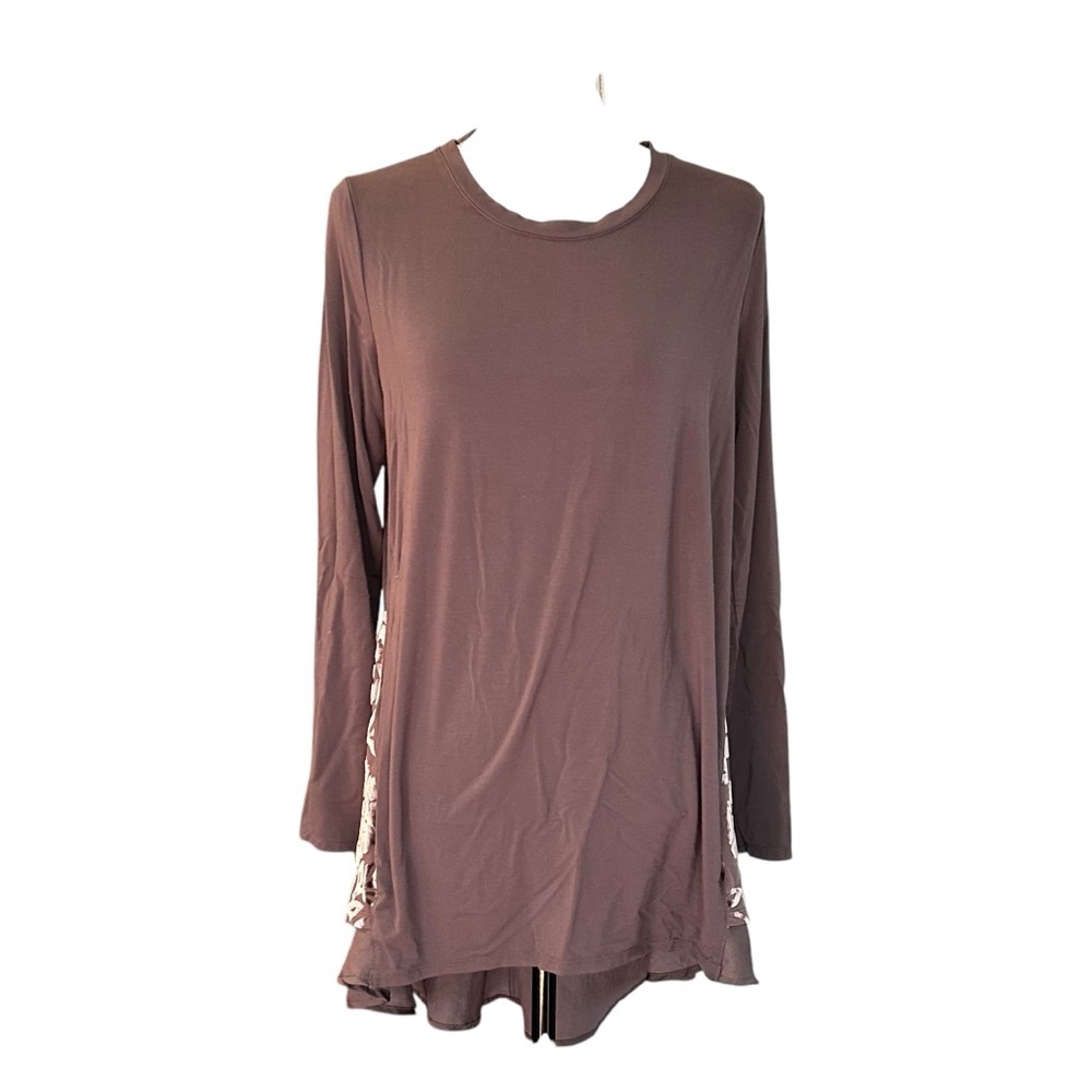 LOGO by Lori Goldstein Rayon Top with Burnout Velvet & Satin Women’s SZ Medium